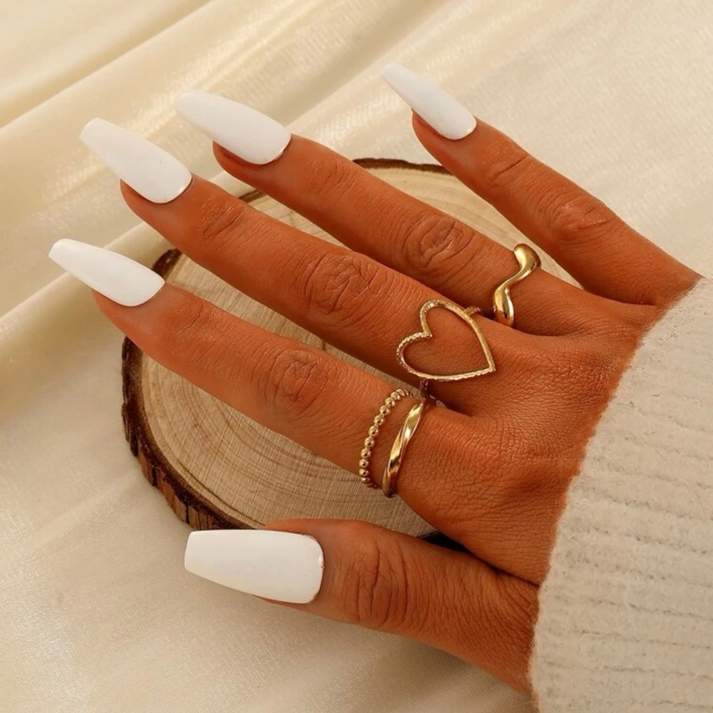 3pcs/set Fashionable Stainless Steel Heart
Decor Ring For Women